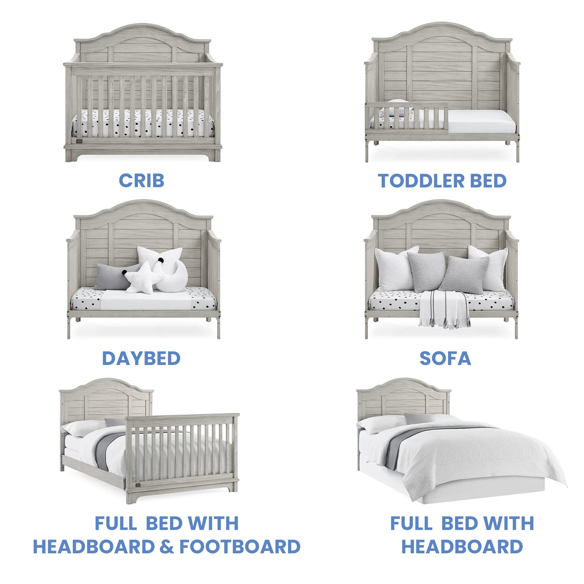 Delta Children Asher Crib and Dresser Nursery Furniture – 6-in-1 Convertible Crib with Toddler Rail | Fully Assembled 6 Drawer Dresser with Changing Top | Rustic Mist