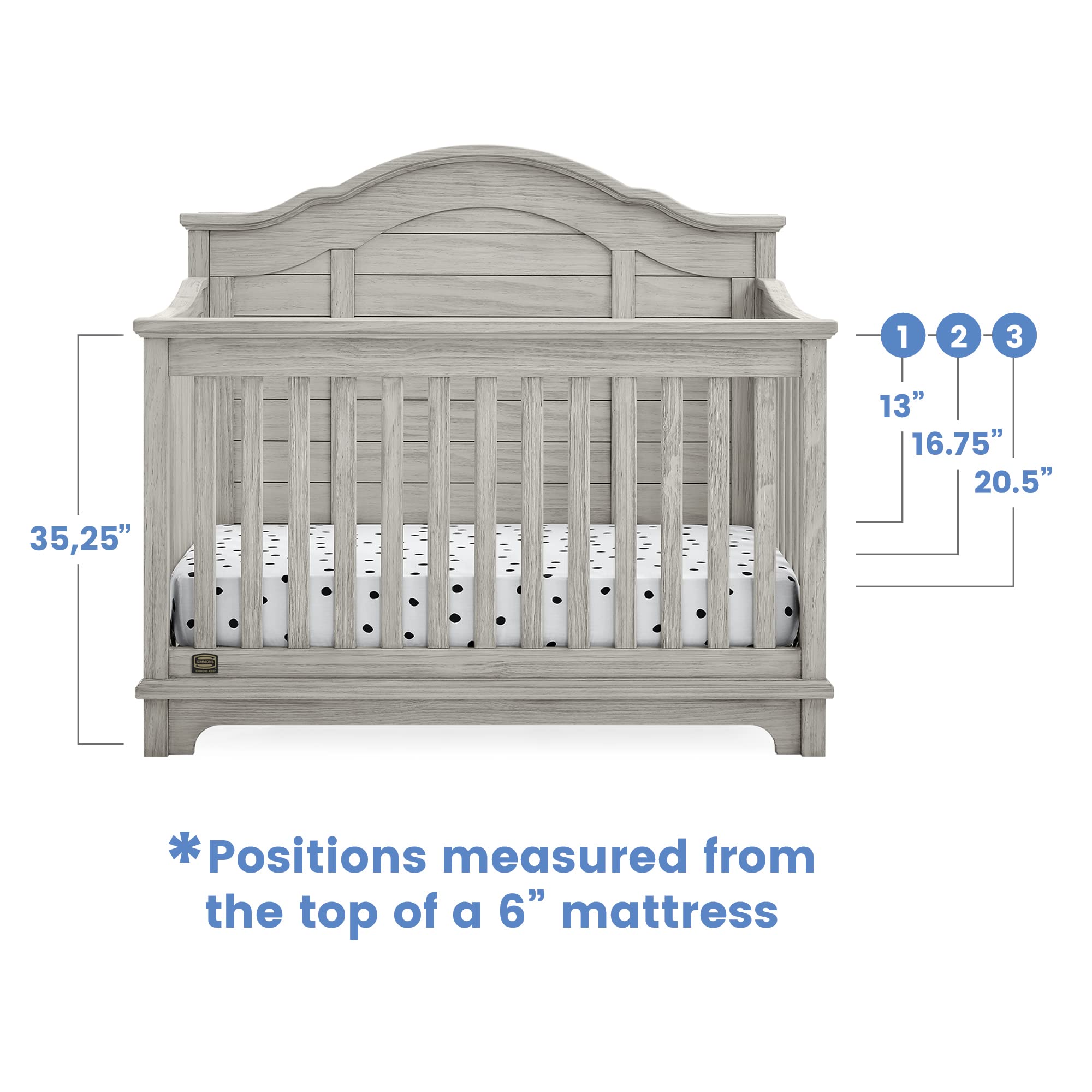 Delta Children Asher Crib and Dresser Nursery Furniture – 6-in-1 Convertible Crib with Toddler Rail | Fully Assembled 6 Drawer Dresser with Changing Top | Rustic Mist