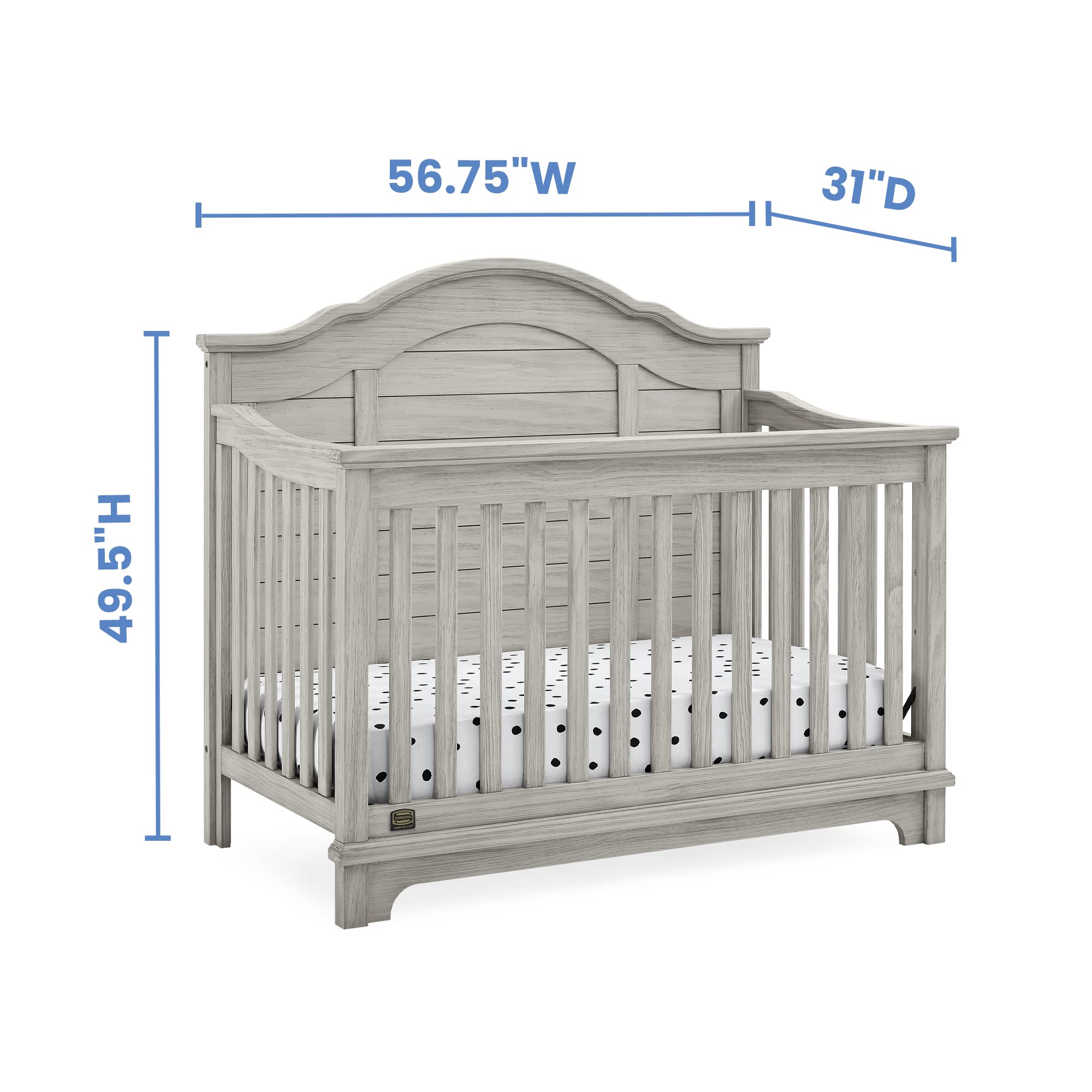 Delta Children Asher Crib and Dresser Nursery Furniture – 6-in-1 Convertible Crib with Toddler Rail | Fully Assembled 6 Drawer Dresser with Changing Top | Rustic Mist