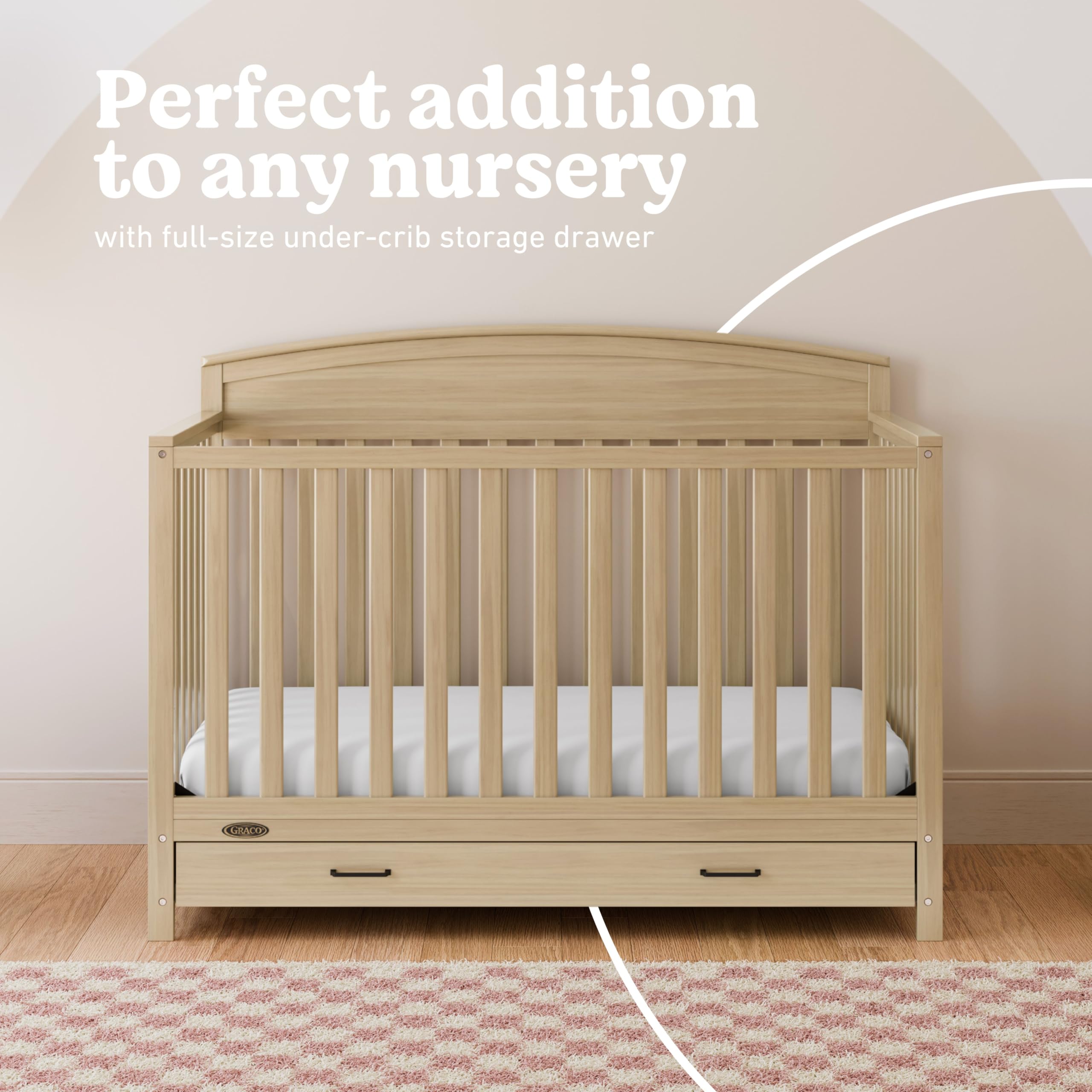 Graco Benton 5-in-1 Convertible Crib with Drawer, Driftwood