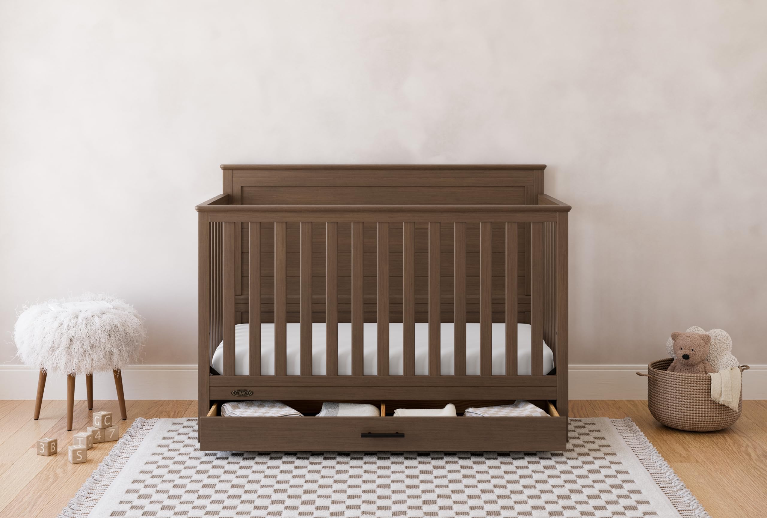 Graco Tristan 5-in-1 Convertible Crib with Drawer, Hazelnut