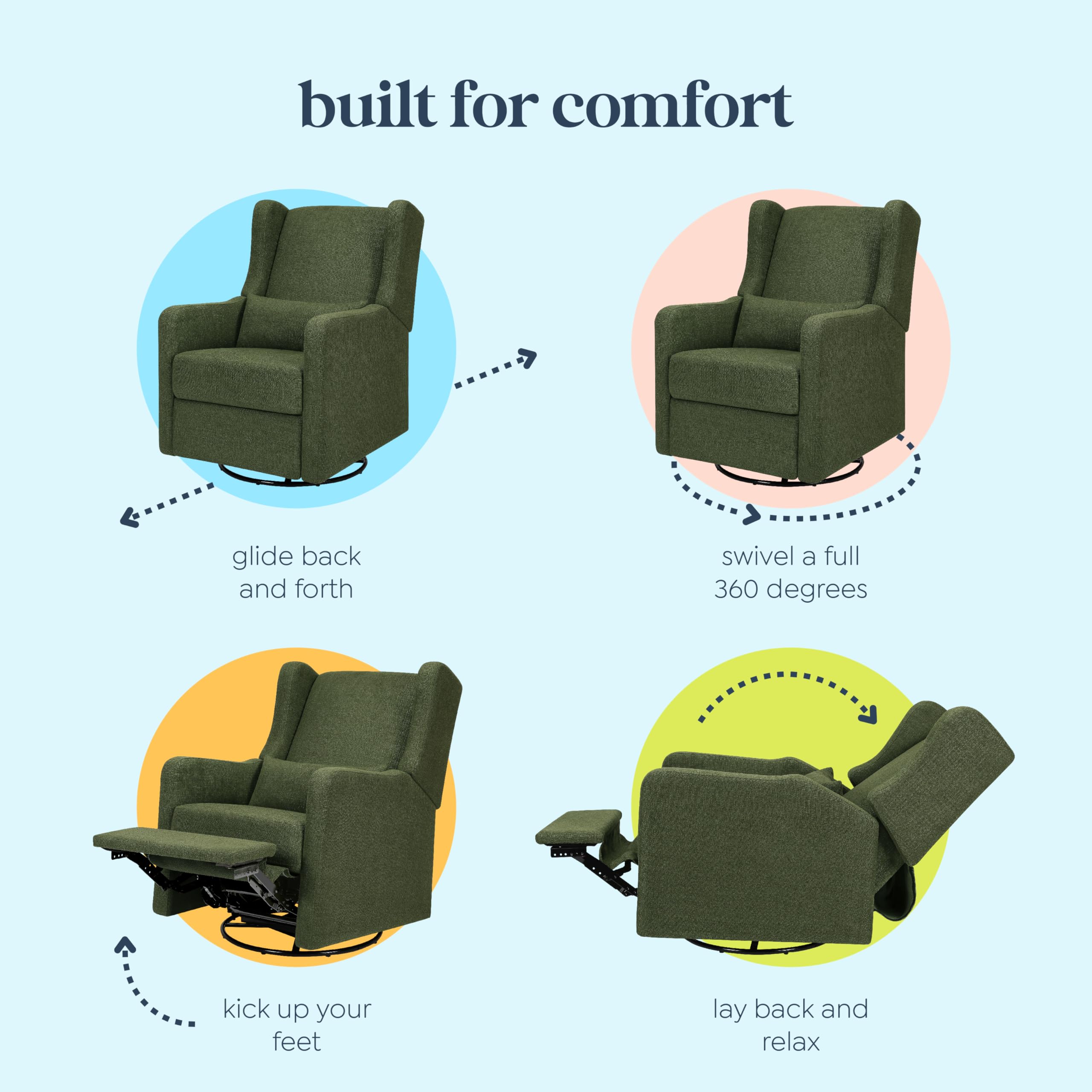 DaVinci Carter's Arlo Recliner, Performance Forest Green Linen