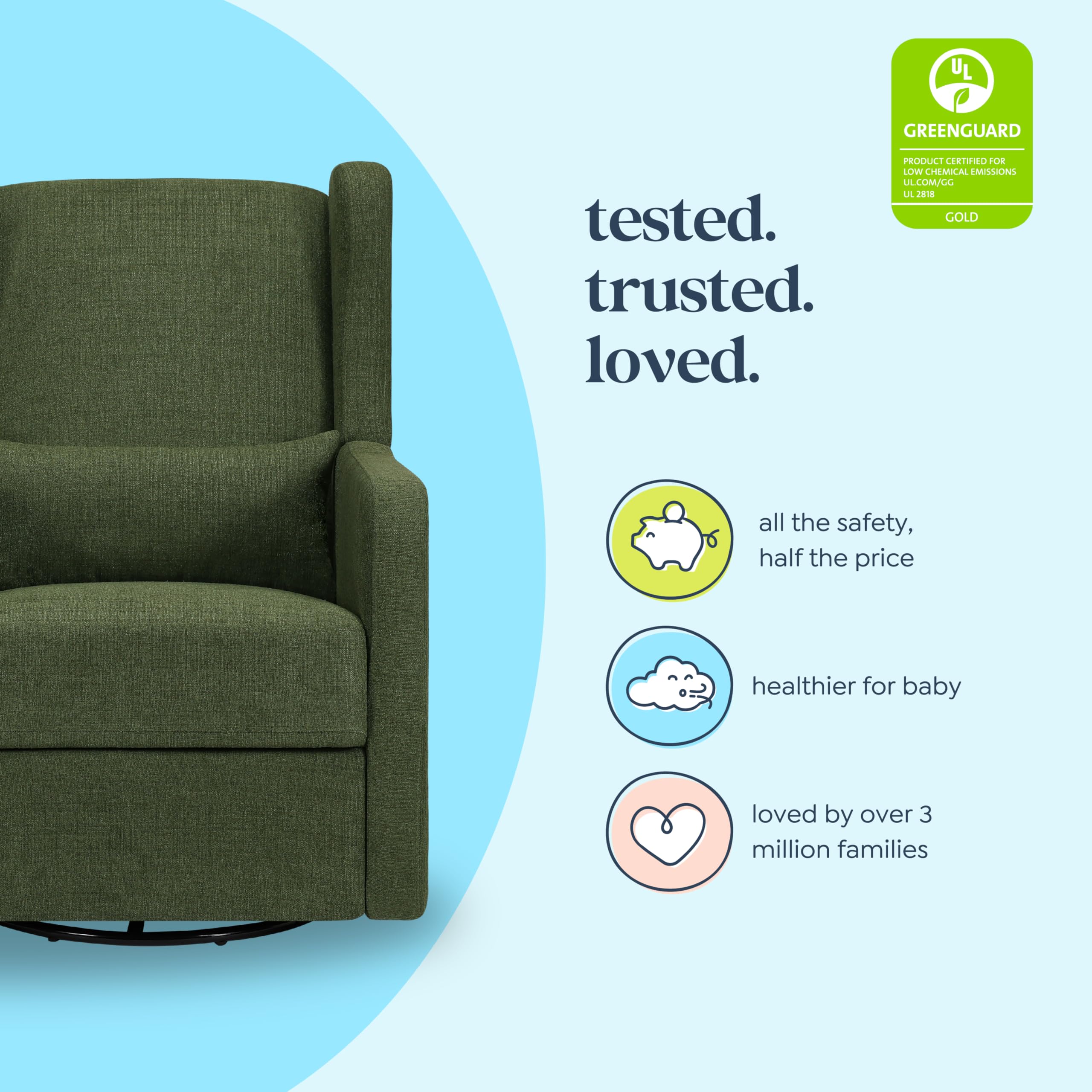 DaVinci Carter's Arlo Recliner, Performance Forest Green Linen